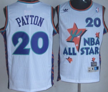 NBA 1995-1996 All-Star #20 Gary Payton White Swingman Throwback Jersey