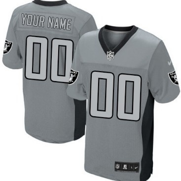 Nike Oakland Raiders Customized Gray Shadow Elite Jersey
