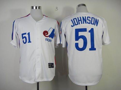 Montreal Expos #51 Randy Johnson White Throwback Baseball Mitchell And Ness Jersey