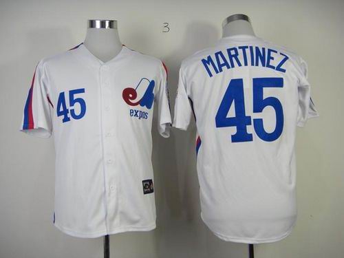 Montreal Expos #45 Pedro Martinez White Throwback Baseball Mitchell And Ness Jersey