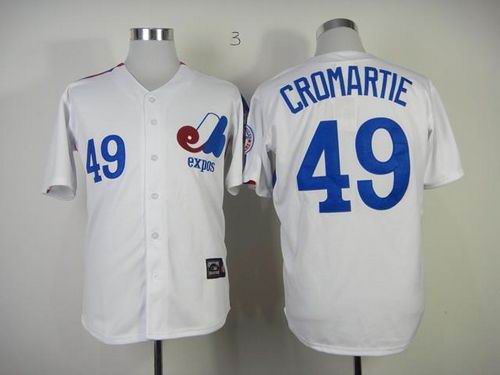Montreal Expos #49 Warren Cromartie White Throwback Baseball Mitchell And Ness Jersey