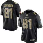 Men's Detroit Lions Calvin Johnson Nike Black Salute To Service Jersey