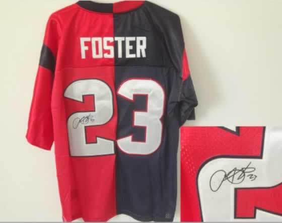 Houston Texans #23 Foster Blue&Red Split Signed Elite Jersey