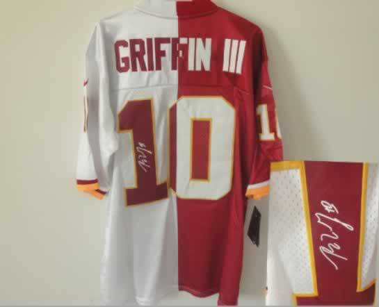 Washington Redskins #10 Griffin III Red&White Split Signed Elite Jersey