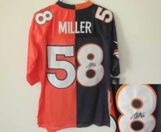 Denver Broncos #58 Miller Blue&Orange Split Signed Elite Jersey