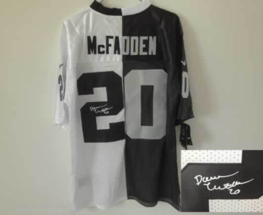 Oakland Raiders #20 McFadden Black&White Split Signed Elite Jersey