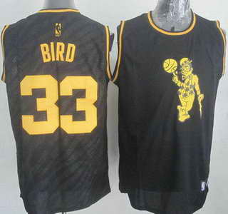 Boston Celtics #33 Larry Bird Revolution 30 Swingman 2014 Black With Gold Jersey