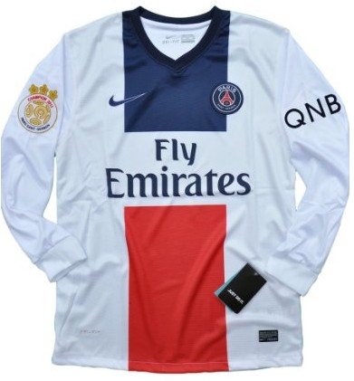 New 2013-14 Paris Saint Germain PSG Away Soccer LS jersey The champion 2013 paris patch and QNB sponsor Can Custom Any Number And Name