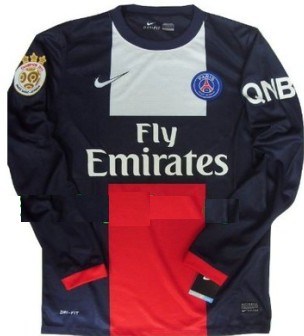 New 2013-14 Paris Saint Germain PSG Home Soccer LS jersey The champion 2013 paris patch and QNB sponsor Can Custom Any Number And Name