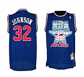 Lakers #32 Magic Johnson Blue 1992 All Star Throwback NBA Jersey