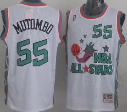 NBA 1996 All-Star #55 Dikembe Mutombo White Swingman T