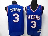 Philadelphia 76ers #3 Allen Iverson Blue Throwback Stitched NBA Jersey