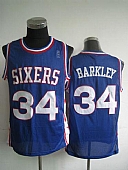 Philadelphia 76ers #34 Charles Barkley Blue Throwback Stitched NBA Jersey
