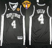 Revolution 30 Spurs #4 Danny Green Black Finals Patch Embroidered NBA Jersey