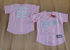 Los Angeles Dodgers #22 Clayton Kershaw Pink women jersey