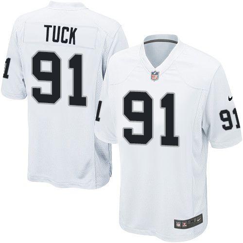 Nike Oakland Raiders #91 Justin Tuck White Men's Stitched NFL Game Jersey