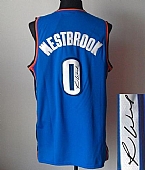 Revolution 30 Autographed Thunder #0 Russell Westbrook Blue Stitched NBA Jersey
