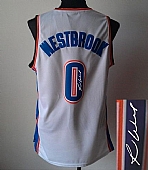 Revolution 30 Autographed Thunder #0 Russell Westbrook White Stitched NBA Jersey