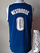 Revolution 30 Autographed Thunder #0 Russell Westbrook Blue Alternate Stitched NBA Jersey