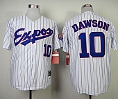 Mitchell and Ness 1982 Expos #10 Andre Dawson White Blue Strip Throwback Stitched Baseball Jersey