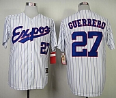 Mitchell and Ness 2000 Expos #27 Vladimir Guerrero White Blue Strip Stitched Throwback Baseball Jersey