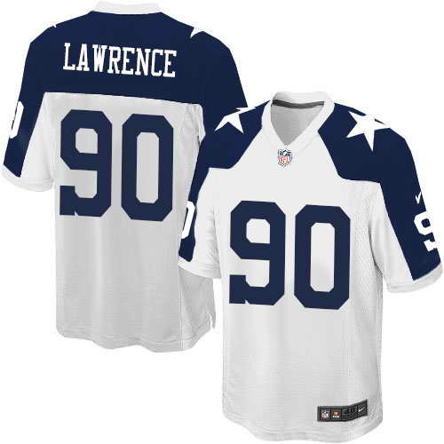 Nike Dallas Cowboys #90 Demarcus Lawrence White Game Throwback jersey