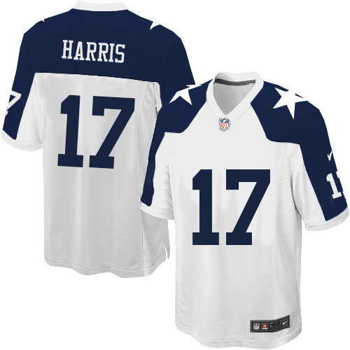 Nike Dallas Cowboys#17 Harris Throwback White Game jersey