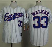 Montreal Expos #33 Larry Walker White(Black Strip) Mitchell And Ness 1982 Throwback Stitched Baseball Jersey