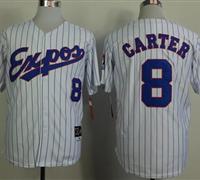 Montreal Expos #8 Gary Carter White(Black Strip) Mitchell And Ness 1982 Throwback Stitched Baseball Jersey