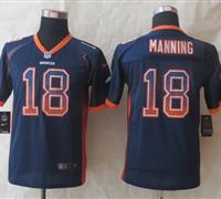 Youth 2014 New Denver Broncos 18 Manning Drift Fashion Blue Elite Jerseys