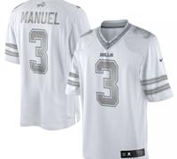 New Buffalo Bills #3 EJ Manuel White Platinum Jersey