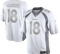 New Denver Broncos #18 Peyton Manning White Platinum Jersey