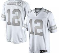 New Green Bay Packers #12 Aaron Rodgers White Platinum Jersey