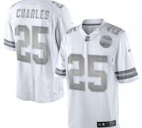 New Kansas City Chiefs #25 Jamaal Charles White Platinum Jersey