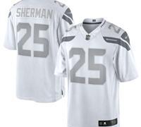 New Seattle Seahawks #25 Richard Sherman White Platinum Jersey