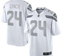 New Seattle Seahawks #24 Marshawn Lynch White Platinum Jersey
