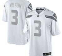 New Seattle Seahawks #3 Russell Wilson Nike White Platinum Jersey