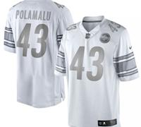 Pittsburgh Steelers #43 Troy Polamalu White Platinum Jersey