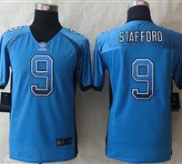 Youth 2014 New Detroit Lions 9 Stafford Drift Fashion Blue Elite Jerseys
