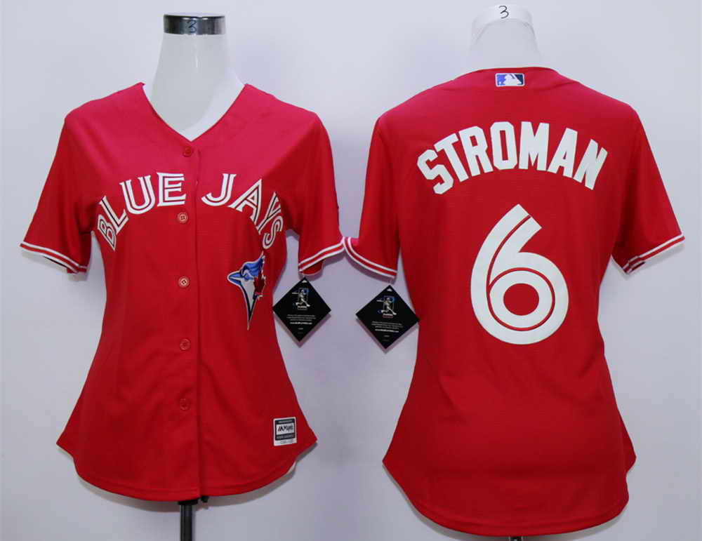 Blue Jays 6 Marcus Stroman Red Women New Cool Base Jersey