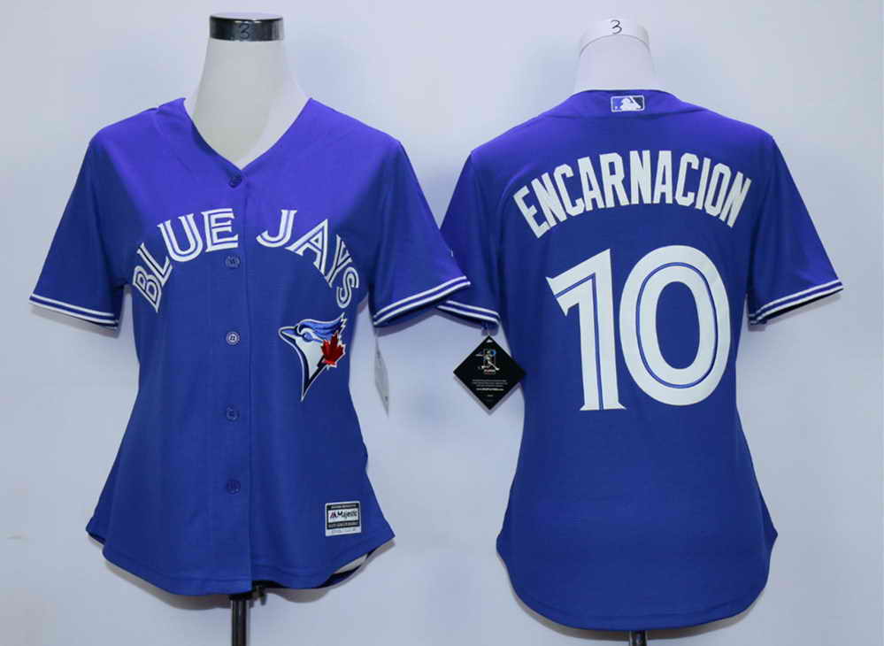 Blue Jays 10 Edwin Encarnacion Blue Women New Cool Base Jersey