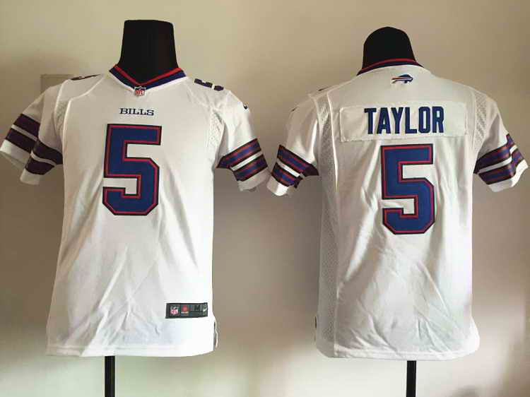 Nike Bills 5 Tyrod Taylor White Youth Game Jersey
