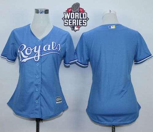 Royals Blank Light Blue Alternate 2015 World Series Patch Women's Stitched MLB Jersey