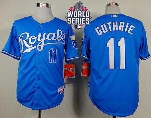 Royals #11 Jeremy Guthrie Light Blue Alternate Cool Base 2015 World Series Patch Stitched MLB Jersey