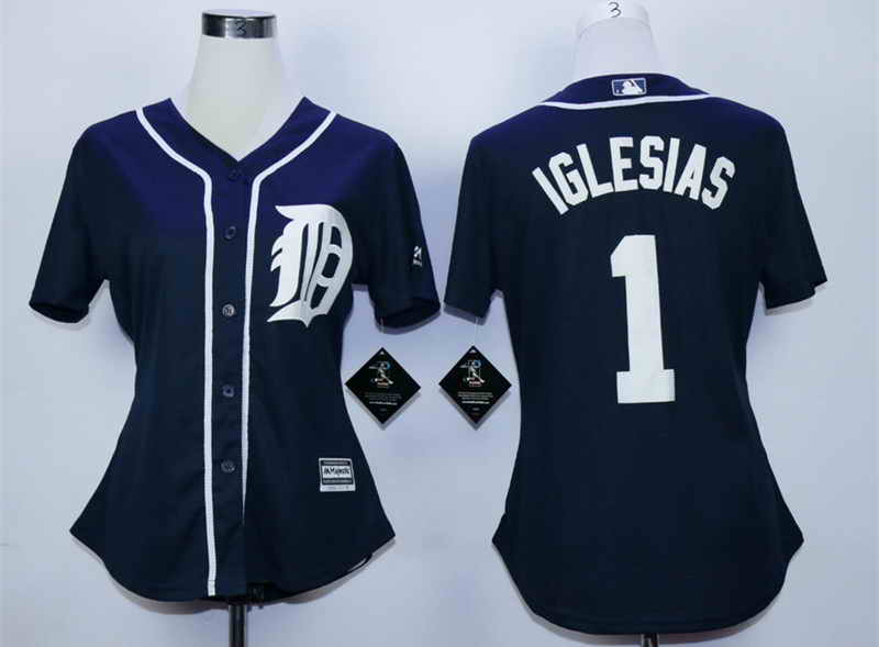 Tigers 1 Jose Iglesias Blue Women New Cool Base Jersey