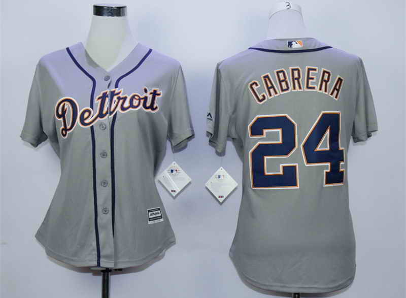 Tigers 24 Miguel Cabrera Grey Women New Cool Base Jersey