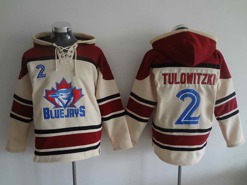 Blue Jays #2 Tulowitzki Cream and Red Hooded Jersey