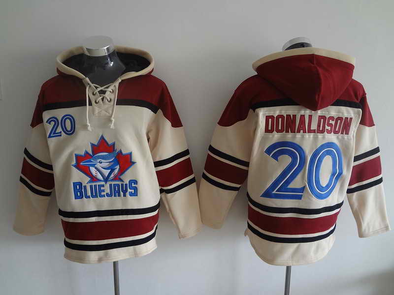 Blue Jays #20 Donaldson Cream and Red Hooded Jersey