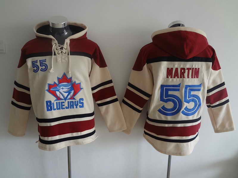 Blue Jays #55 Martin Cream and Red Hooded Jersey