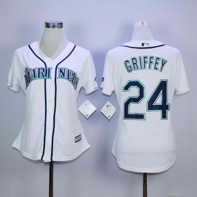 Mariners #24 Griffey White Cool Base Women's Jerseys